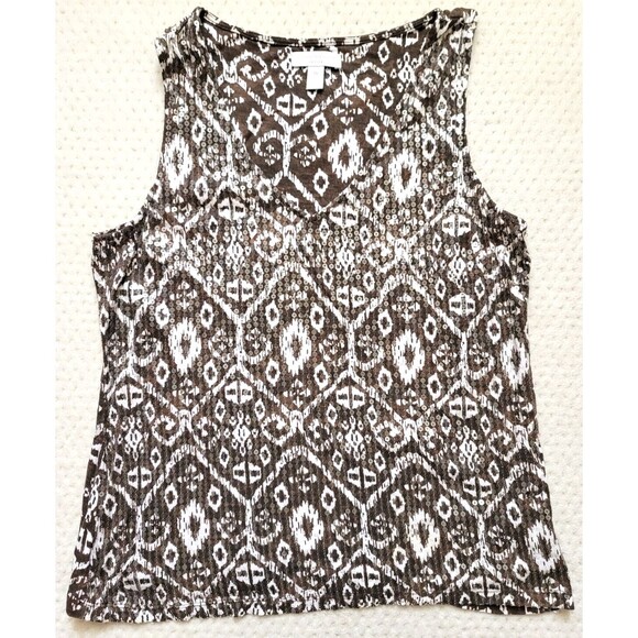 Charter Club Sequin Sleeveless Brown Blouse Womens Tank Pullover Petite Medium - Picture 1 of 6